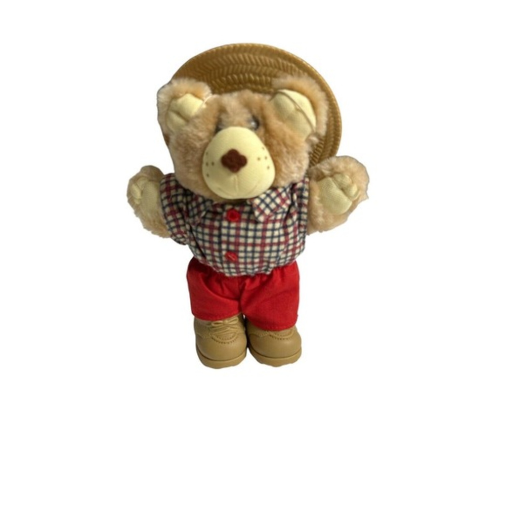 Furskins 7 Inch Wendys Holiday Promo Stuffed Bear Hat Shoes 1986 Red Plaid Shirt